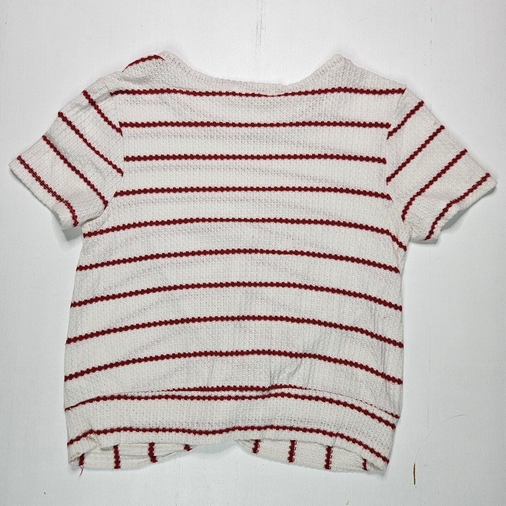 Altar'd State Crop Top Women XS White Red Striped Front Knot Waffle Knit AN11263 - Picture 7 of 10